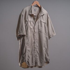 REI Co-op Men's XXL Khaki Vented Hiking Shirt Sahara SS Solid Button
